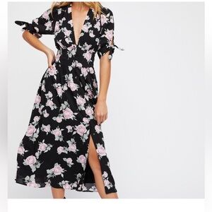 Free People Love of my Life Midi-Dress. Black Floral. Size Small